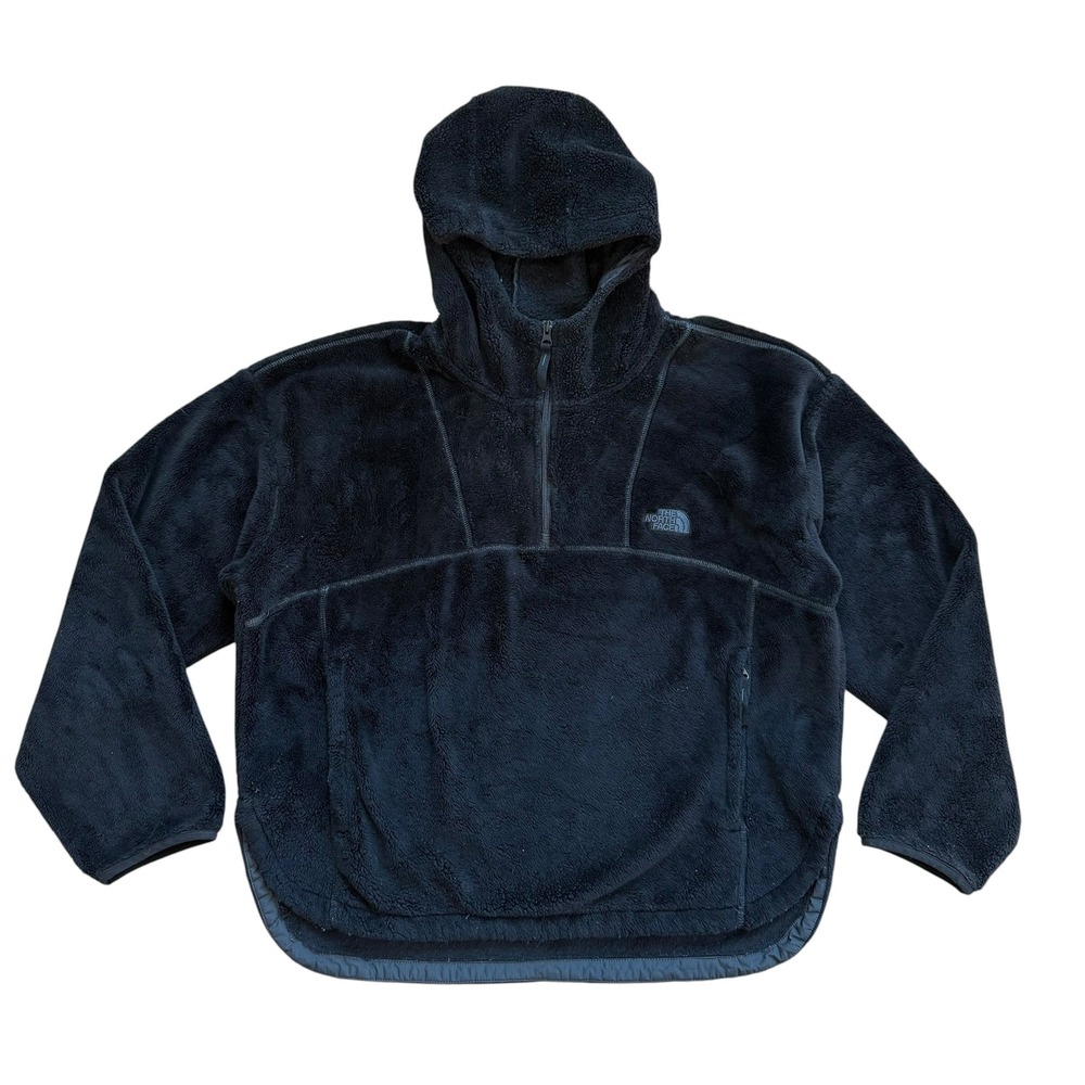The North Face Quarter Zip Pullover Hoodie Black Fleece Womens XL